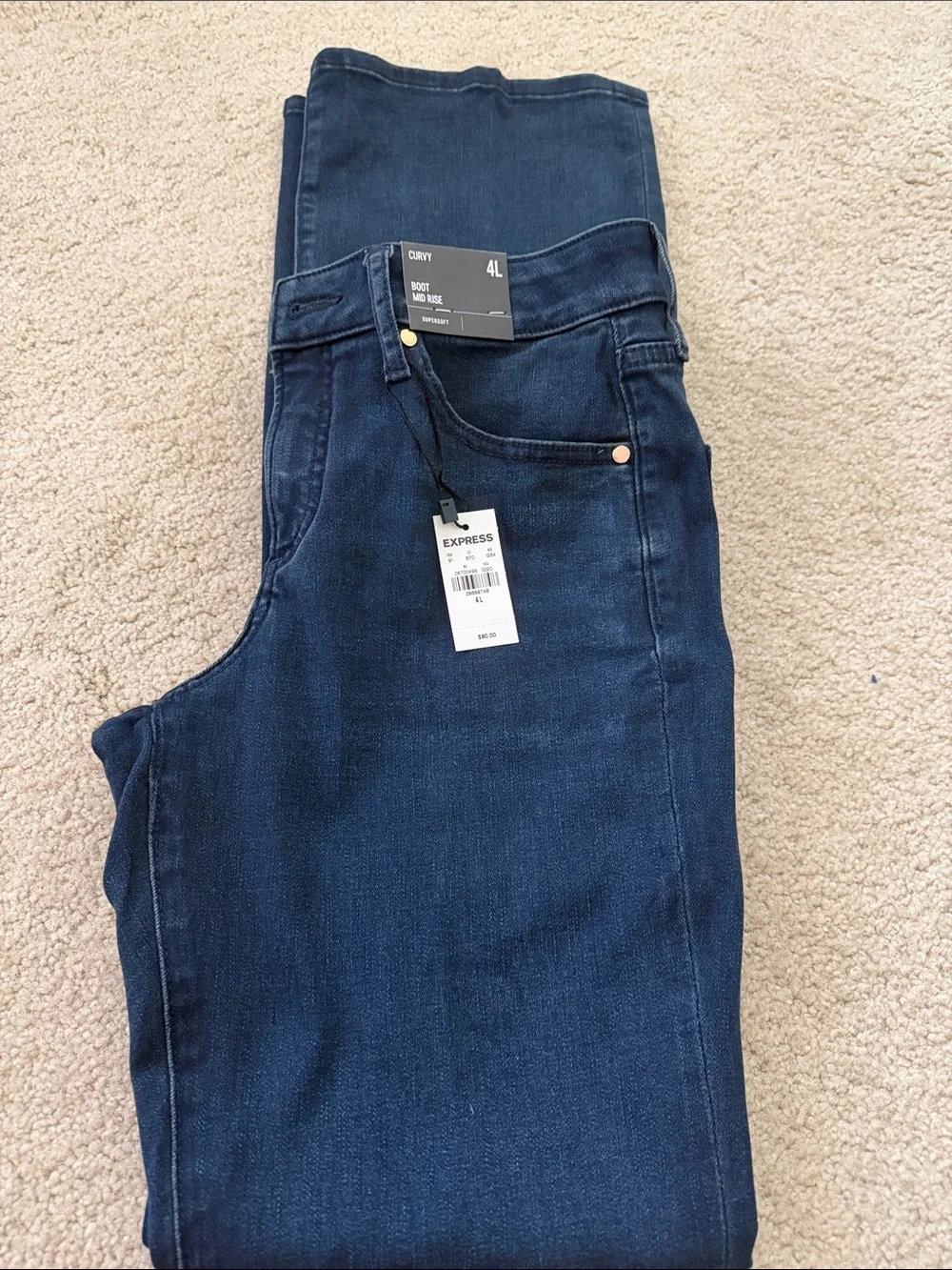Express Curvy Bootcut Jeans in Deep Navy Blue - Picture 3 of 4